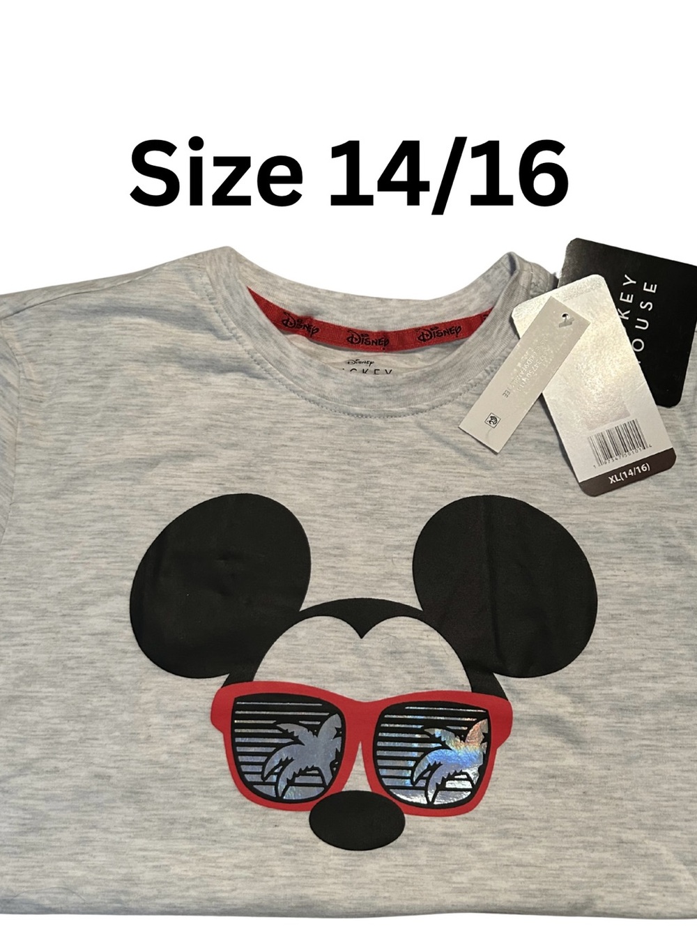 Disney Boys Gray Mickey Tee with Red Sunglasses